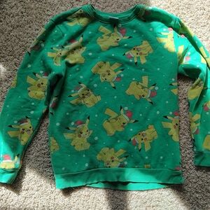 Boys Green Pikachu Holiday Sweatshirt